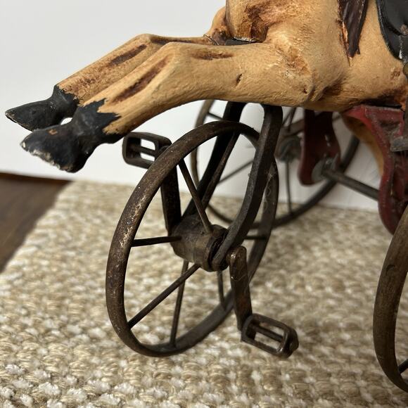 Vtg Primitive Horse Tricycle Iron Pedal Toy Folk Art Whimsical Storybook Holiday - Picture 10 of 14